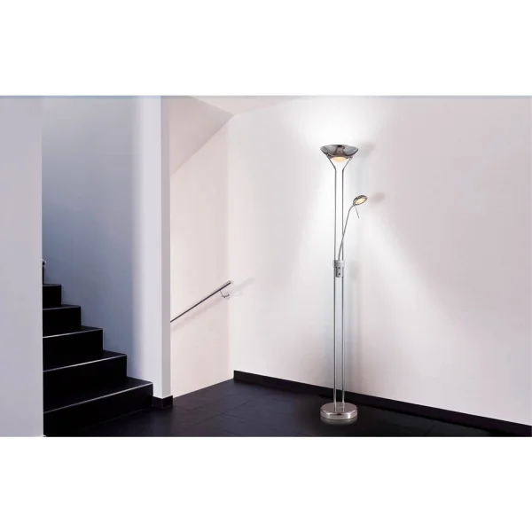 LAMPE DE PLANCHER A CONDUIT AYMERICK 18W CHROME LAMPE DE PLANCHER A CONDUIT AYMERICK 18W CHROME