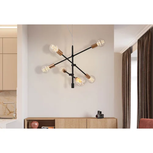 SUSPENSION JUPITER 6 LUMIÈRES NOIR