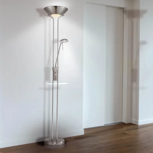 LAMPADAIRE LED AYMERICK 19W+5W 3000K USB NICKEL SATINÉ