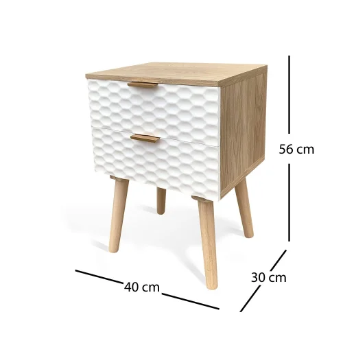 TABLE DE CHEVET 2 TIROIRS ASGER