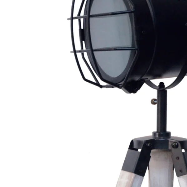 LAMPE DE TABLE COSME EN ACIER VIEILLI BLANC AVEC GRILLE