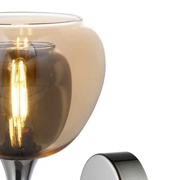 APPLIQUE 1 LUMIÈRE EXTÉRIEUR EN VERRE AMBRÉ INTÉRIEUR EN FUMÉ NOLINA