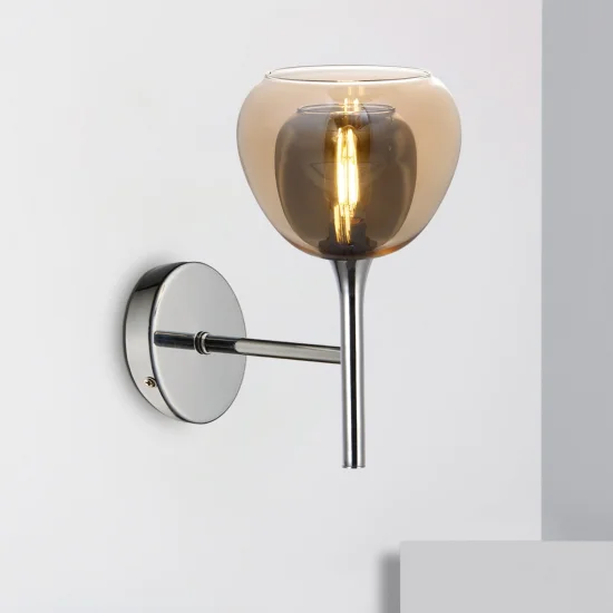APPLIQUE 1 LUMIÈRE EXTÉRIEUR EN VERRE AMBRÉ INTÉRIEUR EN FUMÉ NOLINA