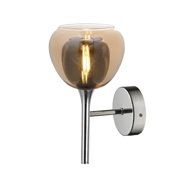 APPLIQUE 1 LUMIÈRE EXTÉRIEUR EN VERRE AMBRÉ INTÉRIEUR EN FUMÉ NOLINA