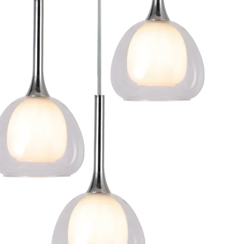 SUSPENSION 3 LUMIÈRES VERRE EXTÉRIEUR TRANSPARENT INTÉRIEUR BLANC Ø38 NOLINA
