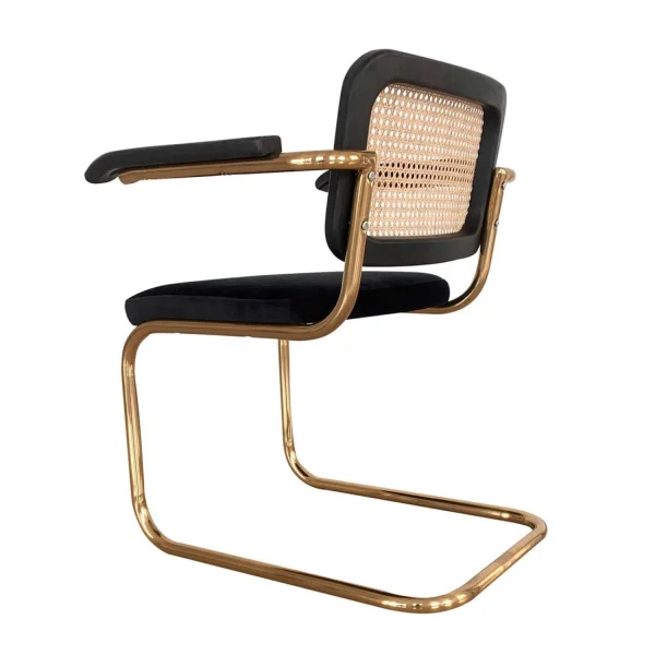 CHAISE WEBSTER AVEC ACCOUDOIRS VELOURS NOIR PIEDS DORÉS