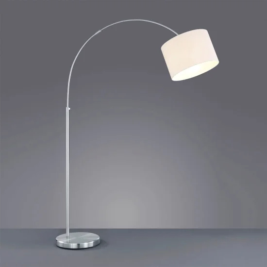 LAMPADAIRE MÉTAL NICKEL MAT ABAT-JOUR BLANC BROOME