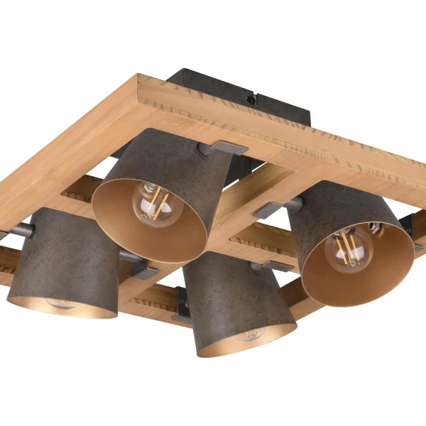 PLAFONNIER 4 LUMIÈRES MÉTAL NICKEL ANTIQUE E14 NESTORE