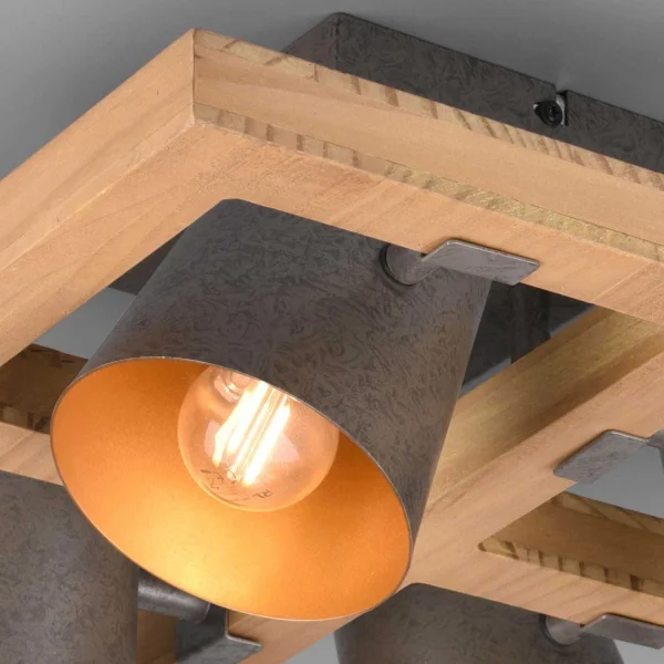 PLAFONNIER 4 LUMIÈRES MÉTAL NICKEL ANTIQUE E14 NESTORE