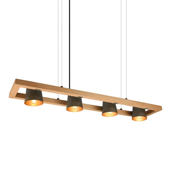 SUSPENSION 4 LUMIÈRES MÉTAL NICKEL ANTIQUE E14 NESTORE