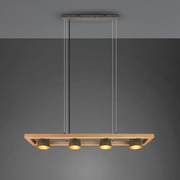 SUSPENSION 4 LUMIÈRES MÉTAL NICKEL ANTIQUE E14 NESTORE