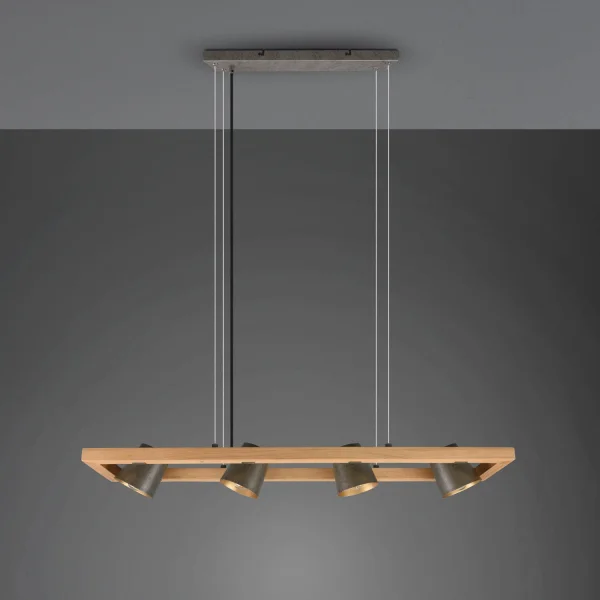 SUSPENSION 4 LUMIÈRES MÉTAL NICKEL ANTIQUE E14 NESTORE