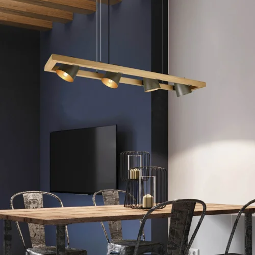 SUSPENSION 4 LUMIÈRES MÉTAL NICKEL ANTIQUE E14 NESTORE