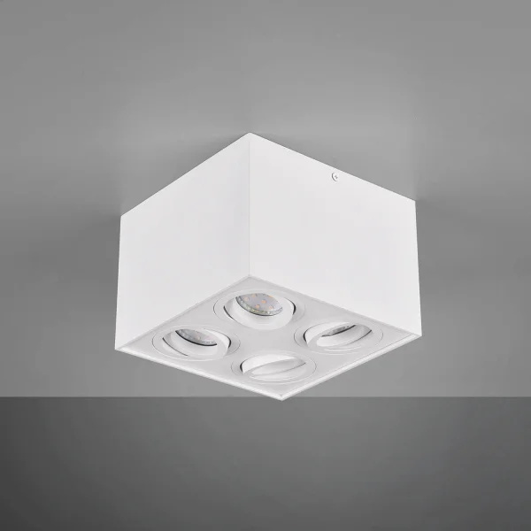 PLAFONNIER 4 LUMIÈRES ORIENTABLE MÉTAL BLANC GU10 GARIBALDI