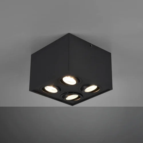 PLAFONNIER 4 LUMIÈRES ORIENTABLES MÉTAL NOIR GU10 GARIBALDI