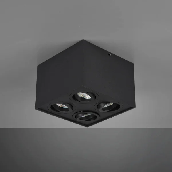 PLAFONNIER 4 LUMIÈRES ORIENTABLES MÉTAL NOIR GU10 GARIBALDI