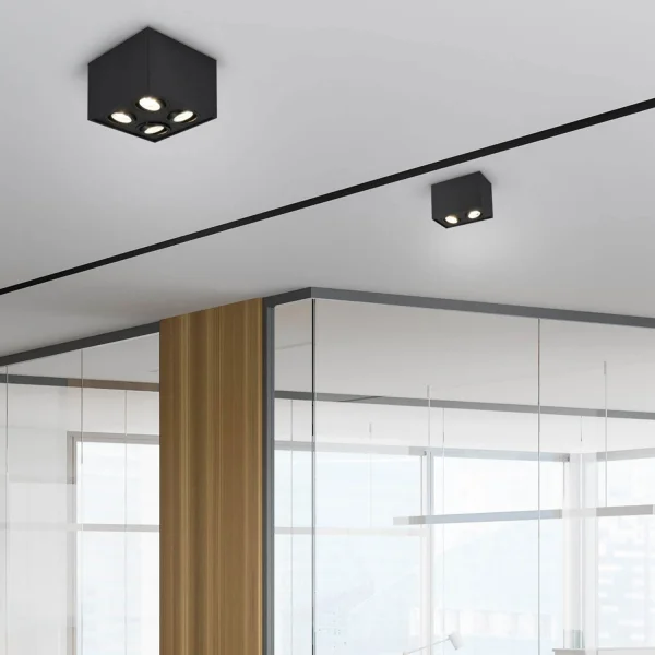 PLAFONNIER 4 LUMIÈRES ORIENTABLES MÉTAL NOIR GU10 GARIBALDI