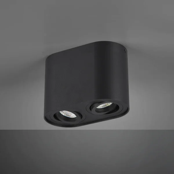 PLAFONNIER 2 LUMIÈRES ORIENTABLES MÉTAL NOIR GU10 FORTUNE