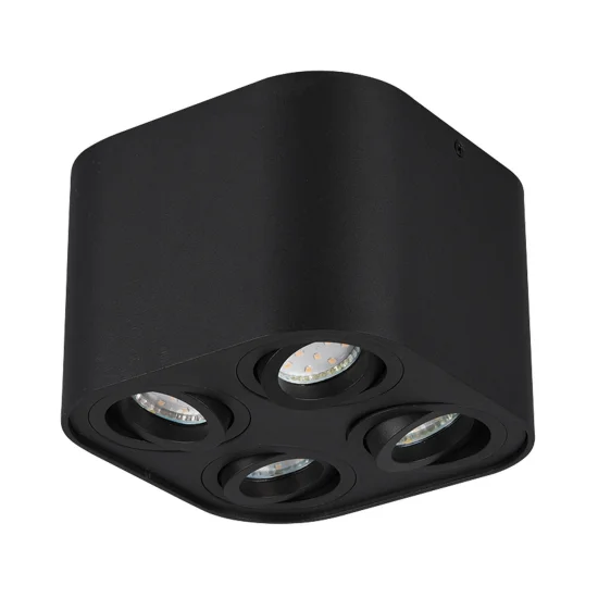 PLAFONNIER 4 LUMIÈRES ORIENTABLES MÉTAL NOIR GU10 FORTUNE 2