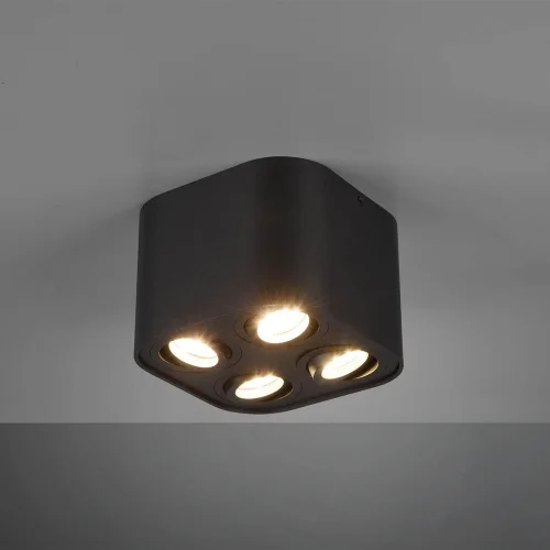 PLAFONNIER 4 LUMIÈRES ORIENTABLES MÉTAL NOIR GU10 FORTUNE