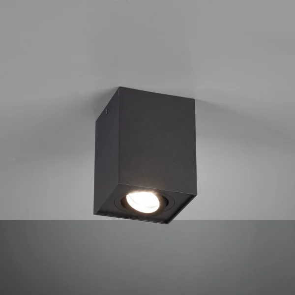 PLAFONNIER 1 LUMIÈRE ORIENTABLE EN MÉTAL NOIR GU10 GARIBALDI