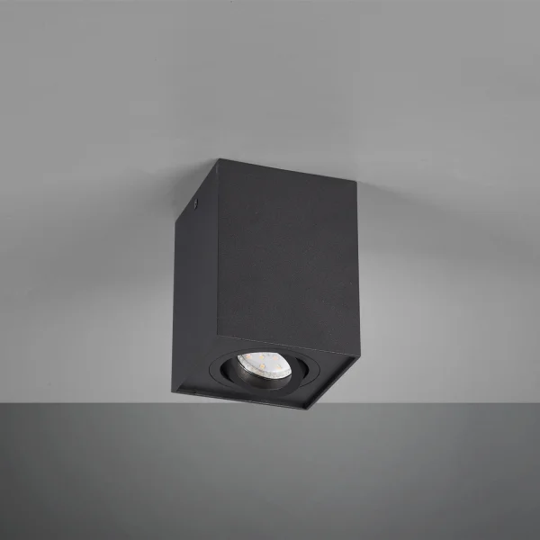 PLAFONNIER 1 LUMIÈRE ORIENTABLE EN MÉTAL NOIR GU10 GARIBALDI