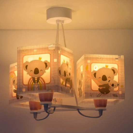 SUSPENSION 3 LUMIÈRES KOALA ROSE 2
