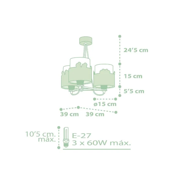 LAMPE À SUSPENSION 3 LUMIÈRES SWEET LOVE VERTE LAMPE À SUSPENSION 3 LUMIÈRES SWEET LOVE VERTE