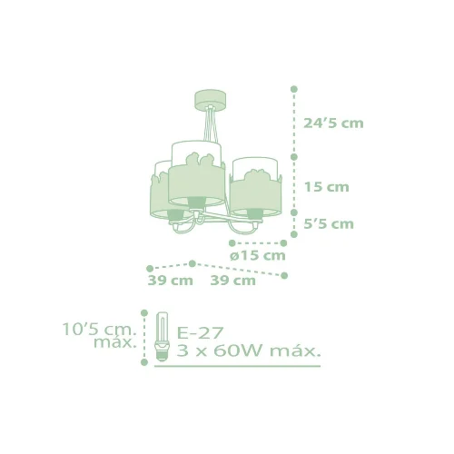 LAMPE À SUSPENSION 3 LUMIÈRES SWEET LOVE VERTE LAMPE À SUSPENSION 3 LUMIÈRES SWEET LOVE VERTE