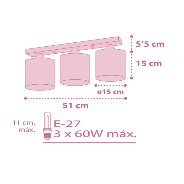 PLAFONNIER 3 LUMIÈRES COLORS