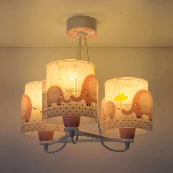 SUSPENSION 3 LUMIÈRES LITTLE ELEPHANT ROSE