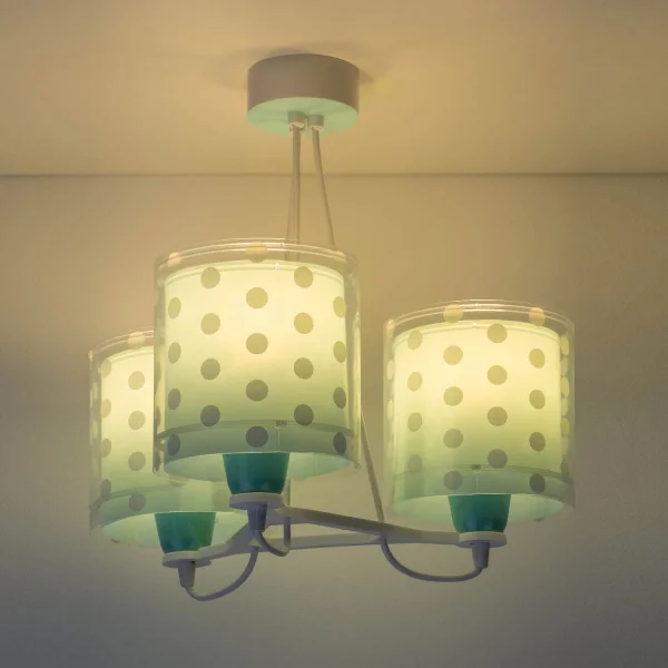 LAMPE À SUSPENSION 3 LUMIÈRES TURQUOISE DOTS