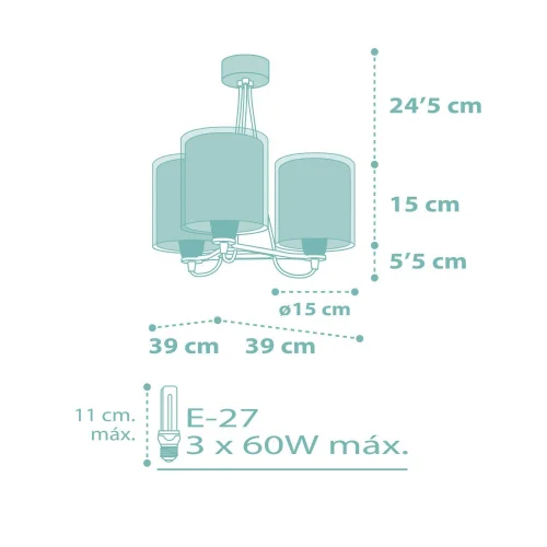 LAMPE À SUSPENSION 3 LUMIÈRES TURQUOISE DOTS