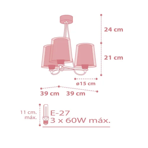 SUSPENSION 3 LUMIÈRES LIGHT FEELING ROSE