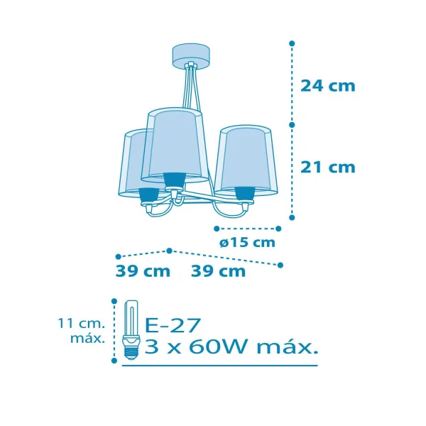SUSPENSION 3 LUMIÈRES LIGHT FEELING BLEU