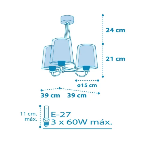 SUSPENSION 3 LUMIÈRES LIGHT FEELING BLEU