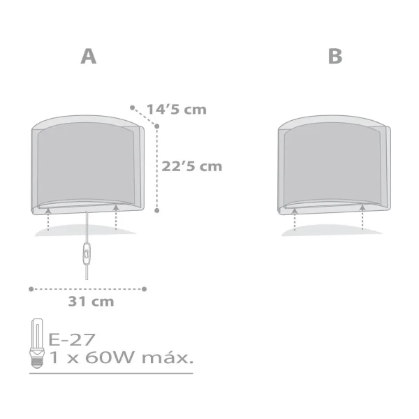 APPLIQUE MURALE LIGHT FEELING GRIS APPLIQUE MURALE LIGHT FEELING GRIS