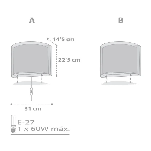 APPLIQUE MURALE LIGHT FEELING GRIS APPLIQUE MURALE LIGHT FEELING GRIS