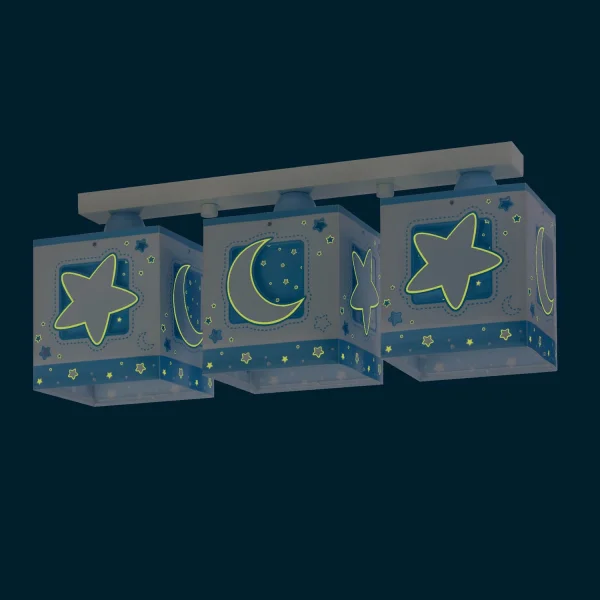 PLAFONNIER 3 LUMIÈRES LUNA BLEU PLAFONNIER 3 LUMIÈRES LUNA BLEU