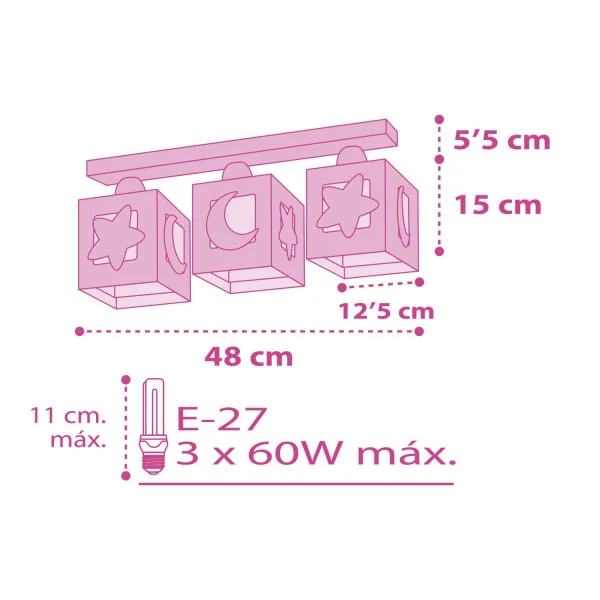 PLAFONNIER 3 LUMIÈRES LUNA ROSE