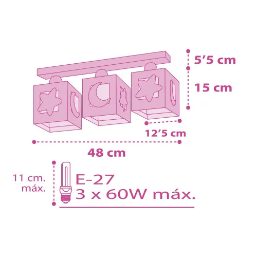 PLAFONNIER 3 LUMIÈRES LUNA ROSE