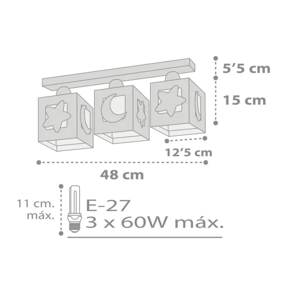PLAFONNIER 3 LUMIÈRES LUNA GRIS