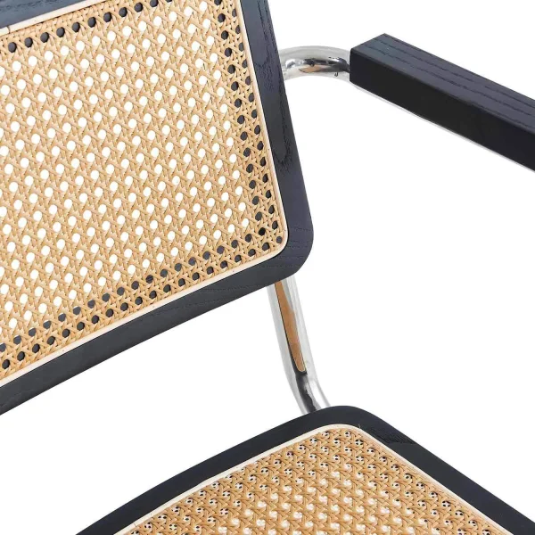 FAUTEUIL WEBSTER DROIT NOIR ROTIN NATUREL