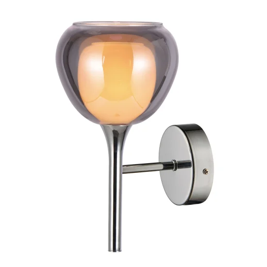 APPLIQUE 1 LUMIÈRE VERRE EXTÉRIEUR FUMÉ INTÉRIEUR BLANC NOLINA
