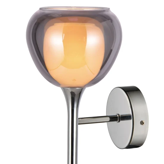 APPLIQUE 1 LUMIÈRE VERRE EXTÉRIEUR FUMÉ INTÉRIEUR BLANC NOLINA 2