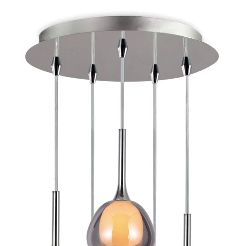 SUSPENSION 5 LUMIÈRES VERRE EXTÉRIEUR FUMÉ INTÉRIEUR BLANC Ø45 NOLINA