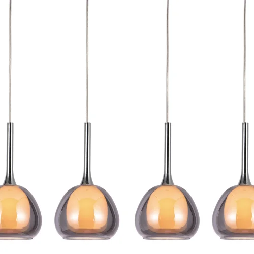 SUSPENSION 4 LUMIÈRES VERRE EXTÉRIEUR FUMÉ INTÉRIEUR BLANC NOLINA