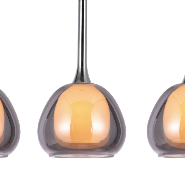 SUSPENSION 4 LUMIÈRES VERRE EXTÉRIEUR FUMÉ INTÉRIEUR BLANC NOLINA