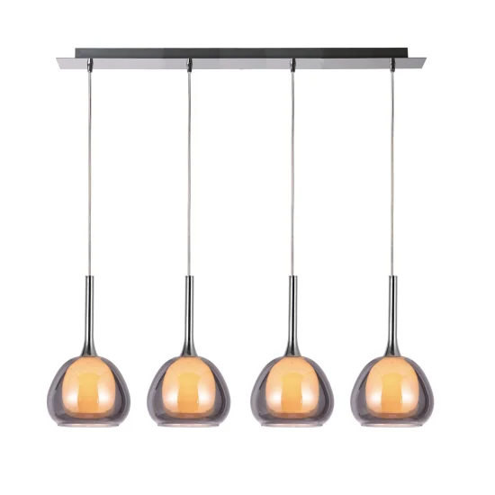 SUSPENSION 4 LUMIÈRES VERRE EXTÉRIEUR FUMÉ INTÉRIEUR BLANC NOLINA 2