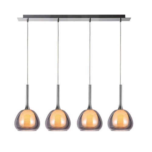 SUSPENSION 4 LUMIÈRES VERRE EXTÉRIEUR FUMÉ INTÉRIEUR BLANC NOLINA